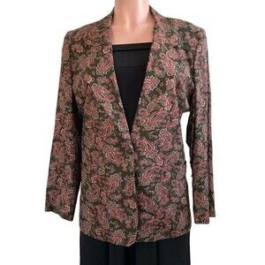 Talbots Petites Brown & Red Paisley Blazer Size‎ 8P
